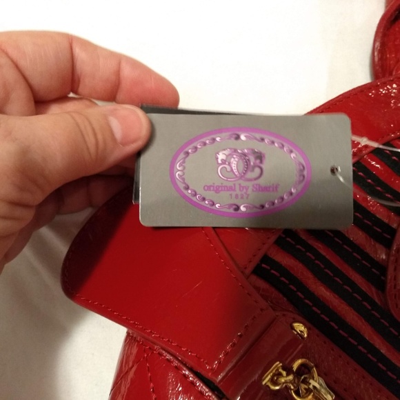 Red and Black leather Sharif Handbag with tags - Picture 2 of 7